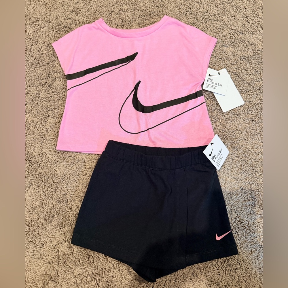 Nike Pink Top and Black Athletic Shorts Set